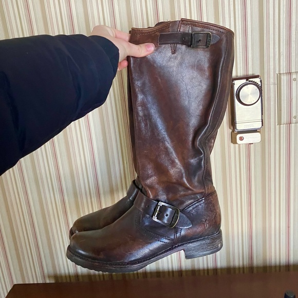 Frye Boots Calf-Length Real Leather with Adjustable Buckles - Picture 2 of 9